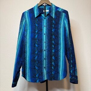 Equipment Femme 100% Silk Snakeskin Print Long Sleeve Button Up Size Medium
